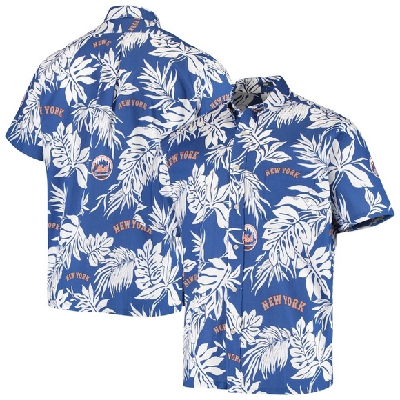 Men's Reyn Spooner Royal New York Mets Aloha Button-Down Shirt - Picture 2 of 12